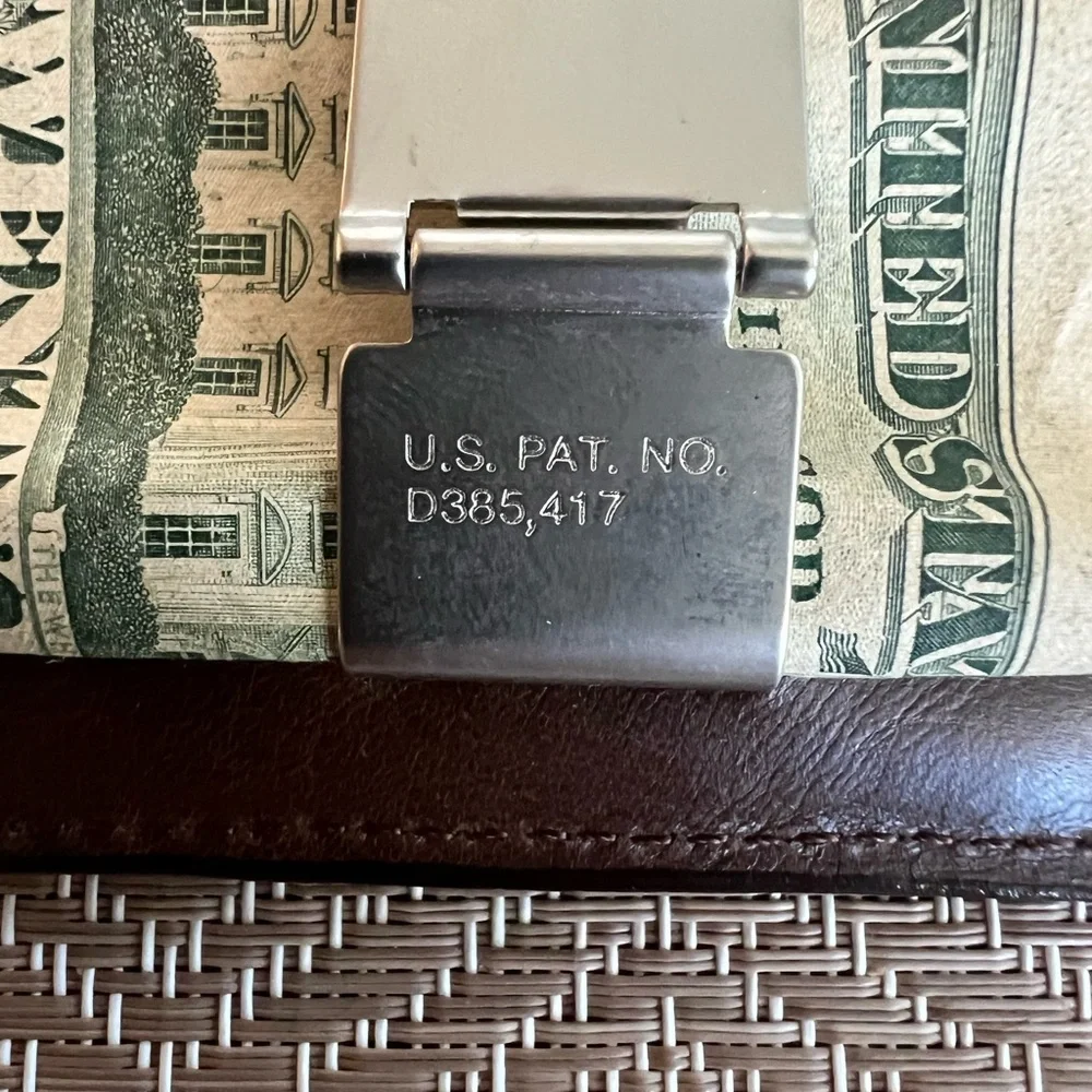 Vintage Fossil Brown Leather Money Clip Card Sleeve